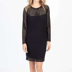 T by Alexander Wang M Net Black Dress 0235 Circle Hole Long Sleeve medium lined